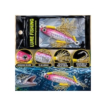 15 Gr Holografik Metal Jig Pembe Gümüş Renkli 3d Gözlü Altın Püsküllü Çift Iğneli Olta Maket