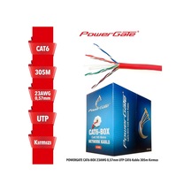 Powergate Cat6-box-re, 23awg, 0,57mm, Utp, Cat6 Kablo, 305m, Kırmızı
