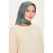 Armine İpek Eşarp 2025 Kış - 9226-35 Mavi Kahve Twill Mavi 05
