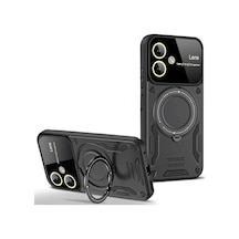Samsung Galaxy A05 Uyumlu Kılıf Joy Lens Standlı Kapak - Siyah