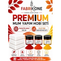 Premium Mum Yapım Hobi Seti - Parafin Wax 500 Gr - 3'lü Toz Mum Boyası Seti - Kırmızı, Turuncu, Sarı Bkfabpw5003ktsr Karışık