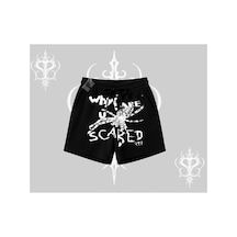 Tarzsokak Beyaz Kayık Yaka Sweatshirt Why Are U Scared Siyah