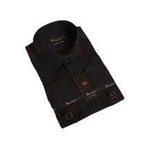 Dicotto Siyah Ekstra Dar Kesim Likralı Esnek Micro Kumaş Kol Düğmeli Slim Fit Erkek Gömlek - 195-6 001