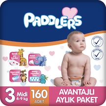 Bebek Bezi 3 Numara Midi (4-9 Kg) 160 Adet – Aylık Paket, Hassas Ciltlere Uygun