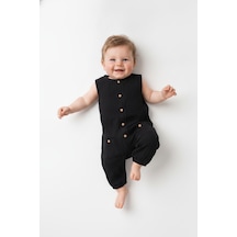 Tiffany Baby & Kids Müslin Black Tasarımlı Uzun Atlet Tulum Siyah