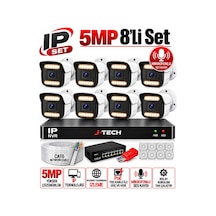 J-tech K1022 5mp Ip Sesli Renkli Gece Görüşlü 8 Li Akıllı Güvenlik Kamera Seti Yüz Ve Araç Tanıma