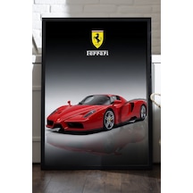 Ferrari F50 Siyah Ahşap Çerçeveli Poster, Dekoratif Araba Duvar Tablosu