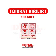 Dikkat Kırılır. Fragile. Uyarı Etiketi Dikkat Kırılacak Eşya 100 Adet-100MM.X100MM.