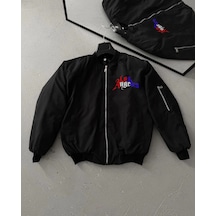 Ertaştrendstore Erkek Los Angeles Siyah Bomber Mont Fermuarlı Cepli Kapitone Astarlı Ceket - Siyah Çoklu Renk