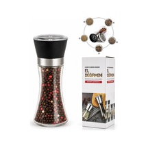 Hand Grınder Büyük Cam Hazneli - Pls.kapaklı - Krom Belli Tuz - Baharat Öğütücü Bx40 Renkli