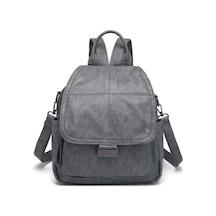 Yıkama Deri Sırt Askılı Kadın Çantası 21-k Barcelona 1908 Koyu Gri