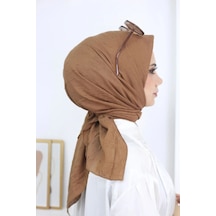 Melodi Scarf Kadın Tesettür Pratik Bambu Kraş Eşarp Camel Camel
