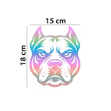 Pitbull Köpek Tasarımlı Oto Sticker - Arka Cam, Araç, Motor, Bilgisayar Kasası, Dükkan, Vitrin Ve Kask Etiketi - Düz Yüzey Uyumlu Dekoratif Modifiye Aksesuar Hologram 15x18cm
