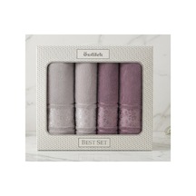 Özdilek Best Hamam Seti, Banyo Havlu Takımı-camellia Gri Mürdüm Gri - Mürdüm