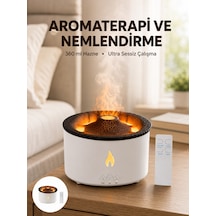 Alev Efektli Aromaterapi Difüzörü 360 Ml Su Hazneli, Sessiz Ve Zaman Ayarlı Yeni Nesil Altın