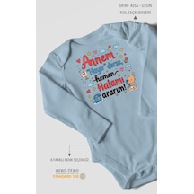 Morivokids Annem Hayır Derse Hemen Halamı Ararım Uzun Kollu Çıtçıtlı Bebek Body Bebe Mavisi
