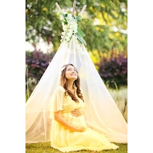 Modalabio Moda Labio- Babyshower Melek Kol Hamile Elbisesi Sarı