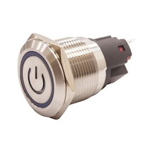 Motorobit 22E-P1Z-Ec 22Mm Düz Anahtarlı Işıklı Power Metal Buton - Mavi