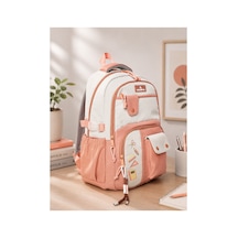 Unisex Ortaokul Lise Okul Sırt Çantası Çok Gözlü 16 İnç Laptop Bölmeli Soft Kumaş Pembe