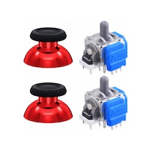Ps5 Manyetik Motor 2+2 Set Kırmızı Krom Analog Topuz Hall Sensör Playstation 5 Yedek Parça Siyah