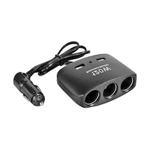 Çakmak Soket 12-24v- 120w Kablolu 3lü 2usb
