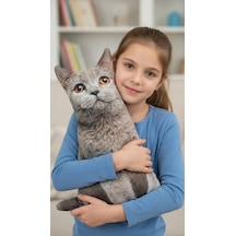 3d Dijital Baskılı Dekoratif Kedi Yastık Duman Renkli