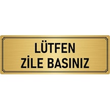Metal Yönlendirme Levhası, Departman Kapı İsimliği Lütfen Zile Basınız 7x20 cm Altın Renk