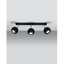 Retro Siyah 180 Derece Hareketli Modern Spor 3 Lü Led Spot Avize Günışığı Ampullü Diğer