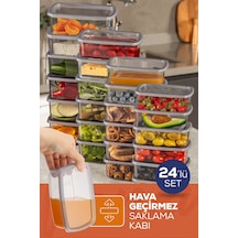 Vienve Hava Geçirmez Saklama Kabı Seti Antrasit 24'lü 6 x 250 - 500 - 750 - 1200 ML