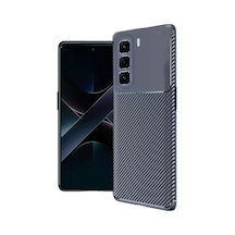 Newface İnfinix Hot 50 4g Kılıf Auto Focus Karbon Kapak - Lacivert