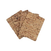 Trademark Innovations 16 "x 12" Dikdörtgen Dokuma İç Mekan Veya Dış Mekan Doğal Su Sümbülü Servis Altlıkları 4'lü Set Acı Kahverengi