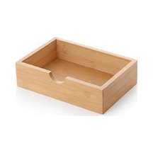 Doğal Bambu Peçetelik Ve Çok Amaçlı Organizer Kutu - 18.5x12.5x5 Cm Masaüstü Ve Banyo Düzenleyici Ahşap Stand -