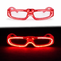 Kırmızı - 223 - Led Işıklı Parti Gözlüğü 3 Modlu Glow &amp Gece - Metemıx - Eğlence Gözlüğü Tüm Yaşlar