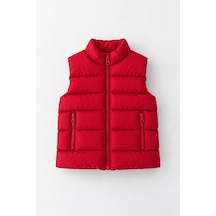 Minigimin Cicileri Dik Yaka Fermuarlı Unisex Şişme Çocuk Yelek 3-6 Yaş - Kırmızı