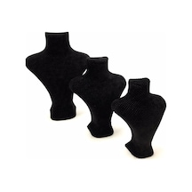 Yerli Üretim Keten Kumaş Siyah Renk Üç Boy Takı Mankeni Çok Renkli