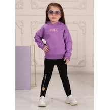 Quzucuk Kids Kız Çocuk Tavşan Figürlü Lila Eşofman Takımı Lila
