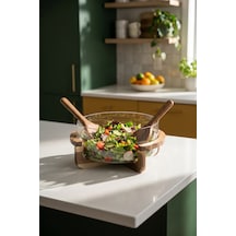 Bosco Akasya Salata Servis Kasesi & Çatal Kaşık - 4000 Ml Şeffaf