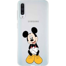 Samsung Galaxy Uyumlu A50s Kapak Mickey Mouse Tasarımlı Şeffaf Silikon Kılıf Şeffaf
