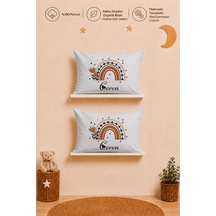 İsme Özel Kız Bebek 2'li Yastık Kılıfı 35x45 Cm %100 Pamuk Organik Baskılı İsimli Bebek Hediyesi 1039y2