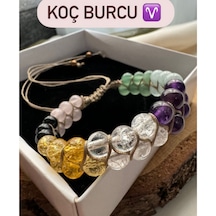 Koç Burcu Çift Sıra Makrome Doğal Taş Bileklik Çok Renkli
