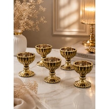 6 Lı Gold Kaplama Ayaklı Mini Kristal Cam Lüks Lokumluk Kahve Yanı Sunumluk Kase