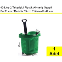 2 Tekerlek Plastik Alışveriş El Sepeti 40 Litre Yeşil 1 Adet / En:51 Boy:35 Yükseklik:42 Cm