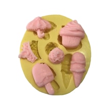 Dondurma Cupcake Kurabiye Ve Şemsiye Şeklinde Silikon Pasta Ve Seker Hamuru Kalibi 2,5x2x0,5 Cm 6