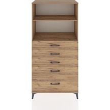 Hyperion Dolap Tek Raflı 5 Çekmeceli 2 Kapaklı 88x44x182 Antrasit-çam Atlas Çam