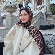 Miorel Scarfs Yeni Sezon Leopar Desen Vual İpek Şal Premium Fular Silk Scarfs Shawl Hijab Kırmızı
