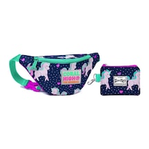 Coral High Unicorn Baskılı Bel Çantası Seti - Pembe/yeşil Yeşil
