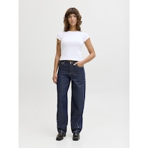 Kadin Zimba Detayli Barrel Fit Jean - Fuji - 12286390 Mavi