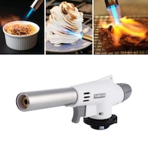 1300 C Çok Amaçlı Gaz Torch Çakmak - Mutfak, Mangal, Lehimleme Pürmüz Alev Tabancası Beyaz