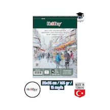 25x35 Cm Eskiz Kara Kalem Çizim Defteri 165 Gr Telli 15 Sayfa Herboy Çok Renkli