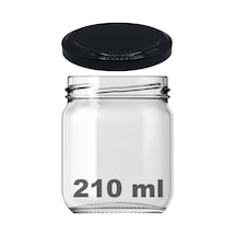 Afracam 210 Ml Metal Kapaklı Şeffaf Cam Kavanoz Siyah